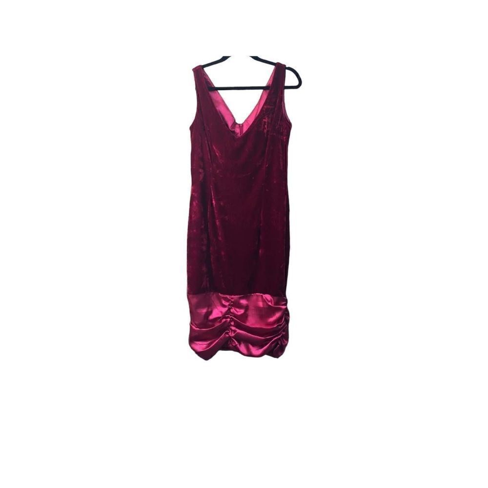 Bettie Page by Tatyana Velvet and Satin Wiggle Cocktail Dress with Bow